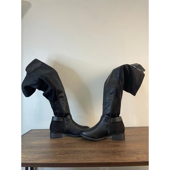 Torrid 5050 Over the Knee Boots 7WW Extra Wide Calf Deep Black Buckle NWT - Picture 7 of 11
